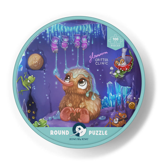 Kuwi Glowworm Glitter Critter Round Puzzle - 100 piece