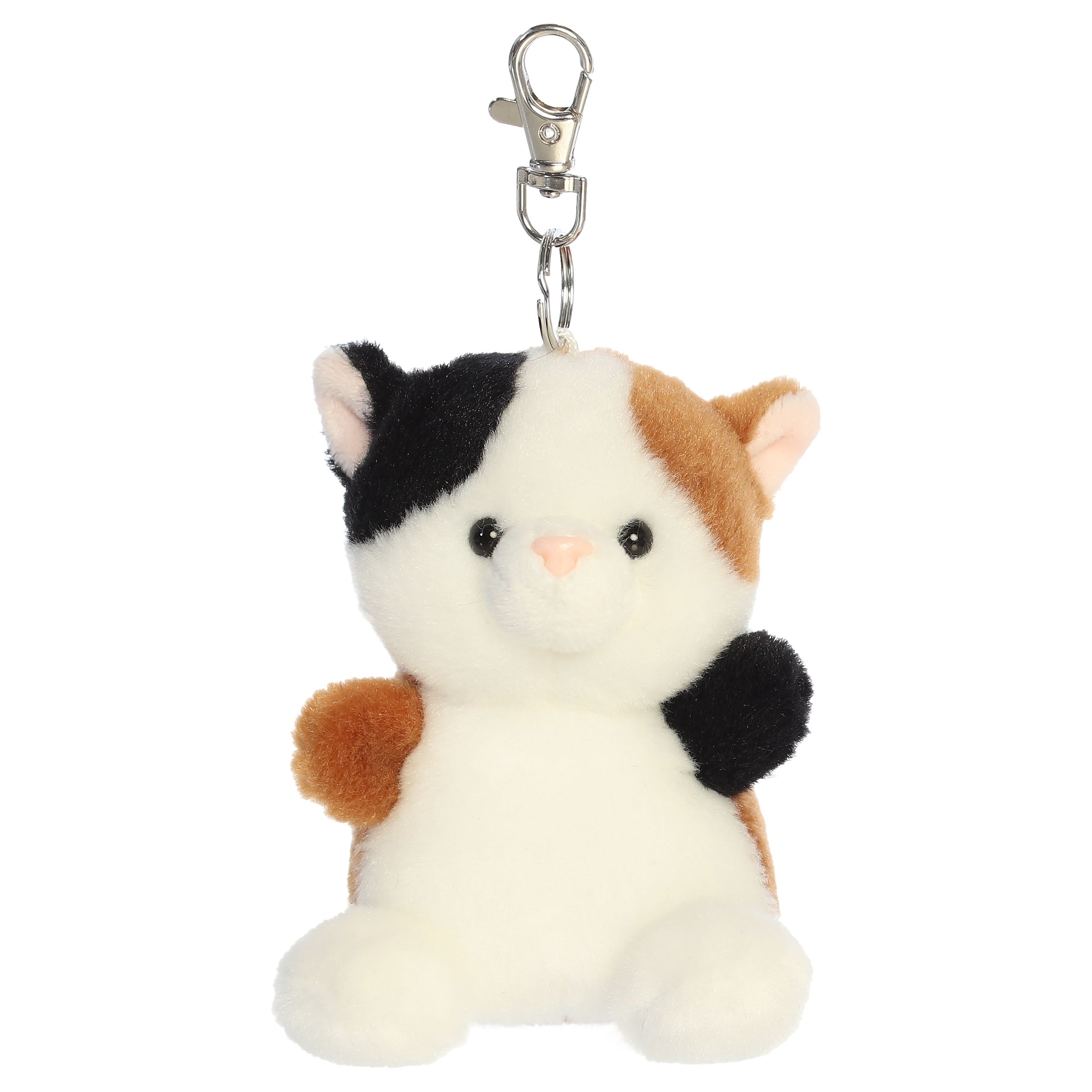 Palm Pals Peebs Calico Cat plush clip-on in white, black and brown