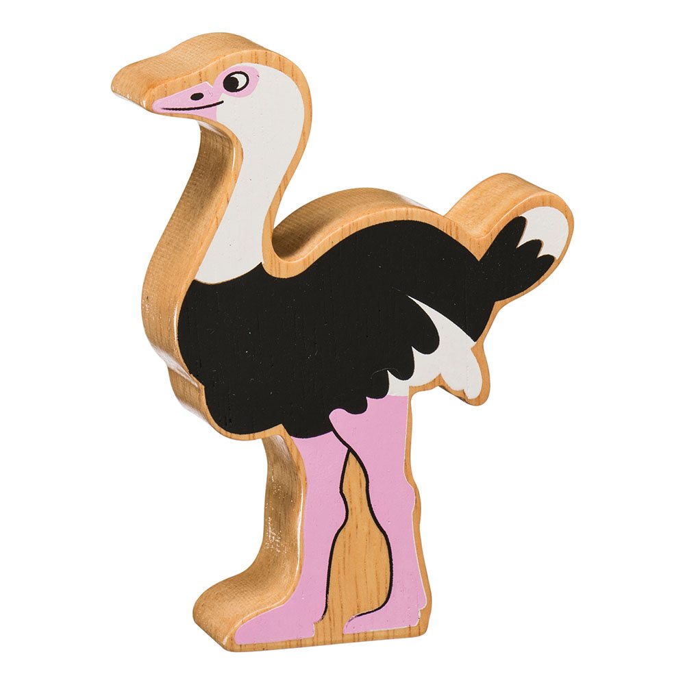 Lanka Kade Black & White Ostrich Wooden Animal Figure