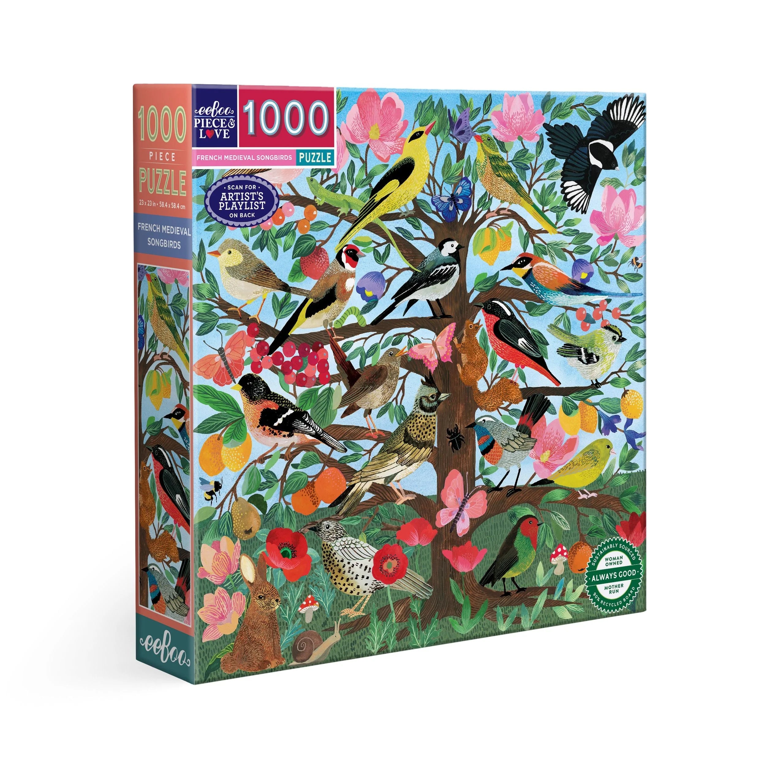 eeBoo French Medieval Songbirds 1000-Piece Jigsaw Puzzle