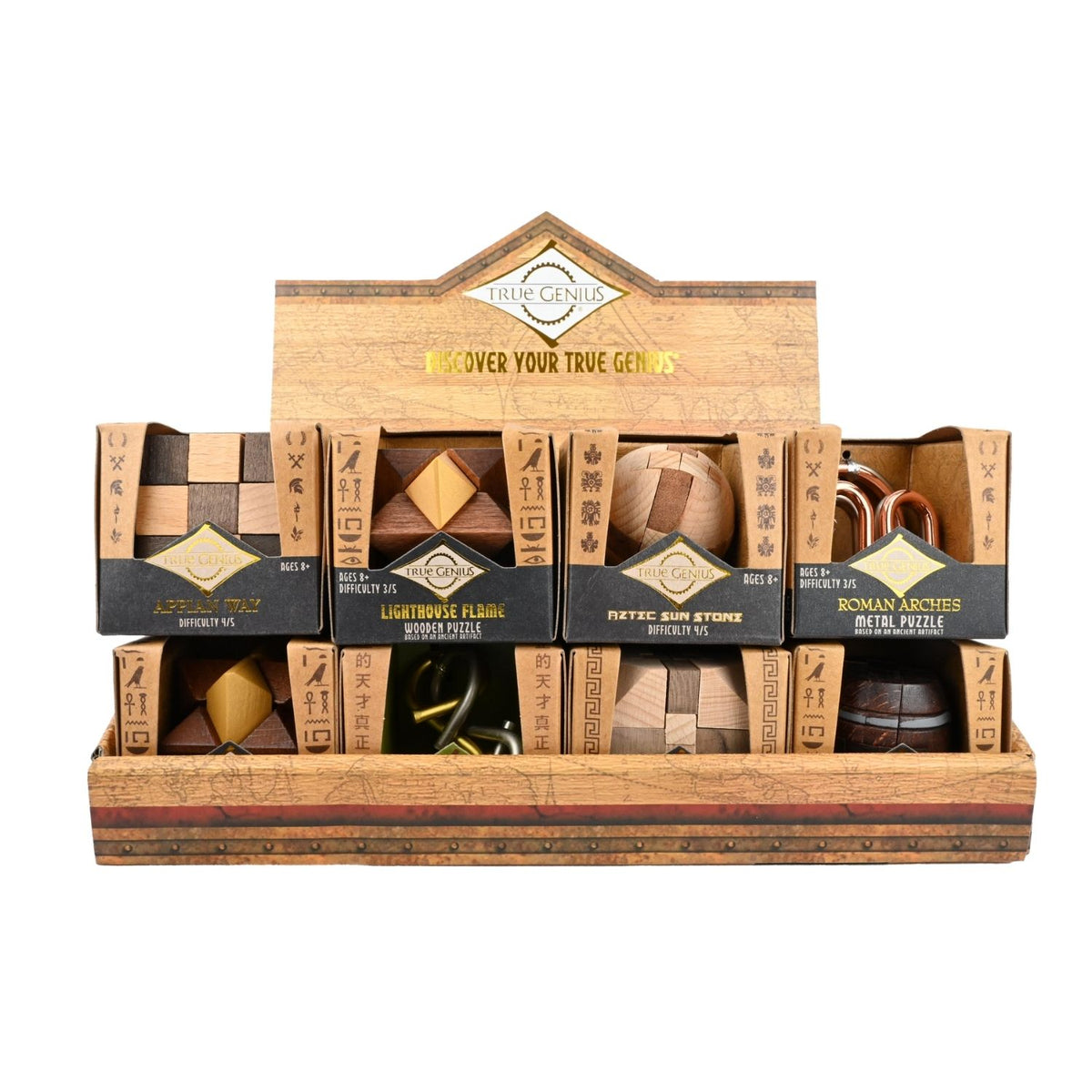 Project Genius Egyptian Triglyph Wooden Pyramid Brainteaser Mechanical Puzzles