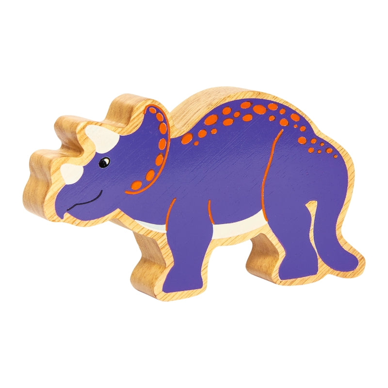 Lanka Kade Purple Triceratops Wooden Dinosaur Figure