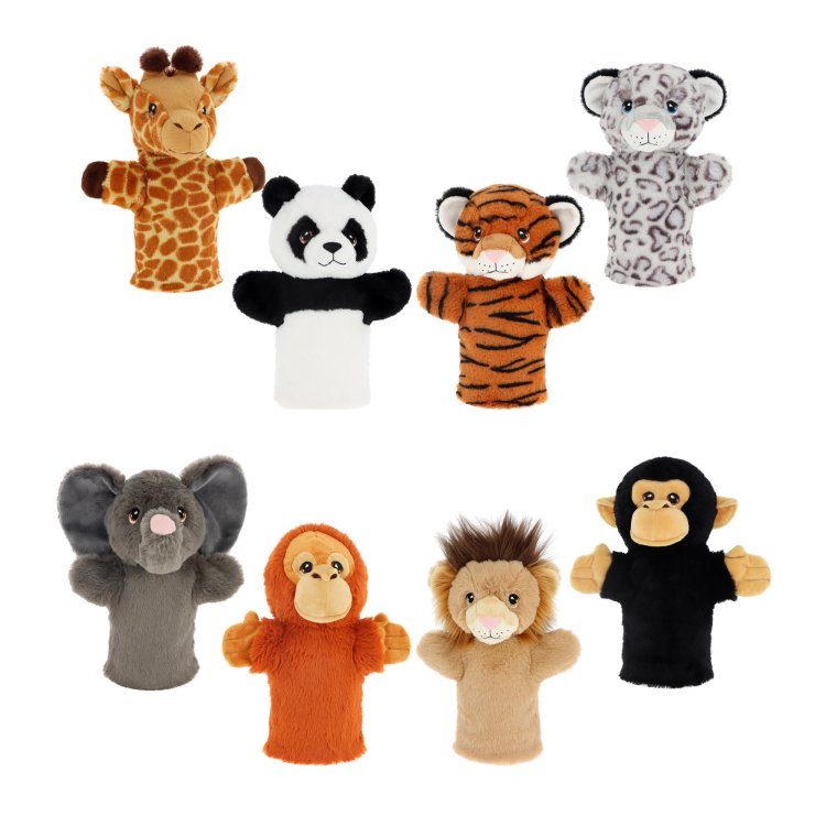 Keeleco 27 cm wild animal hand puppet assortment