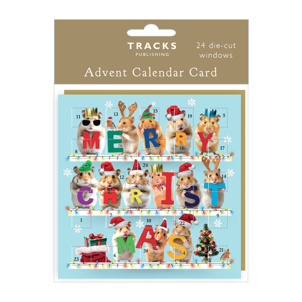 Tracks ACC022 Christmas Hamsters advent calendar card with 24 die-cut windows