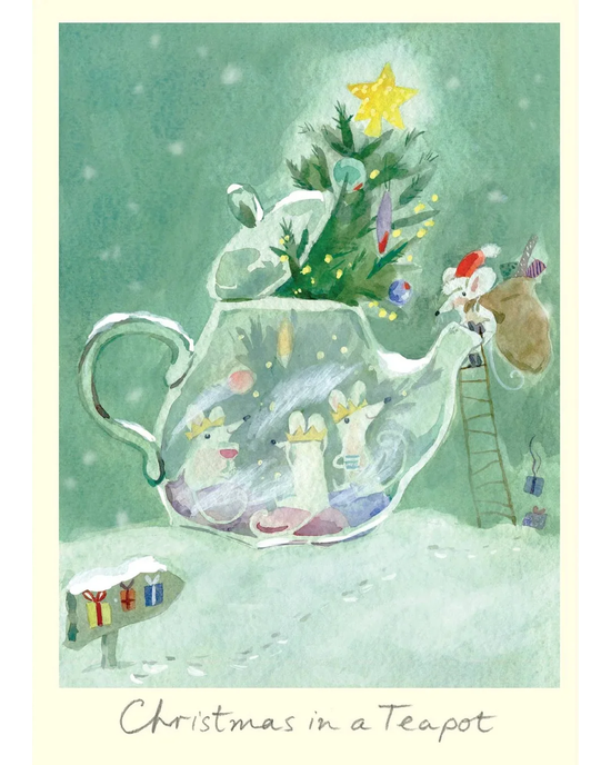 Christmas In Teapot - Christmas Card