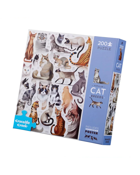 Crocodile Creek 200-Piece Animals Puzzle – Cat Breeds