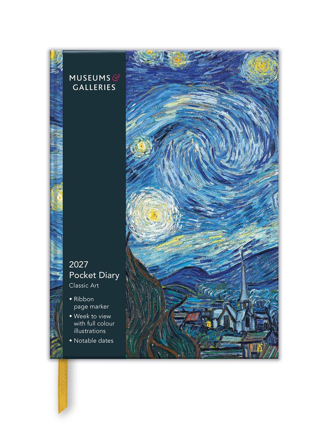 Classic Art 2027 A6 pocket diary with The Starry Night cover and ribbon marker