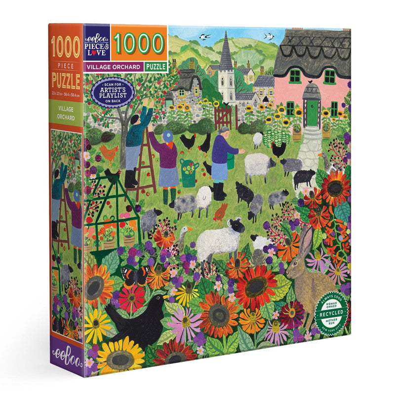 eeBoo 1000pc Puzzle Village Orchard Square