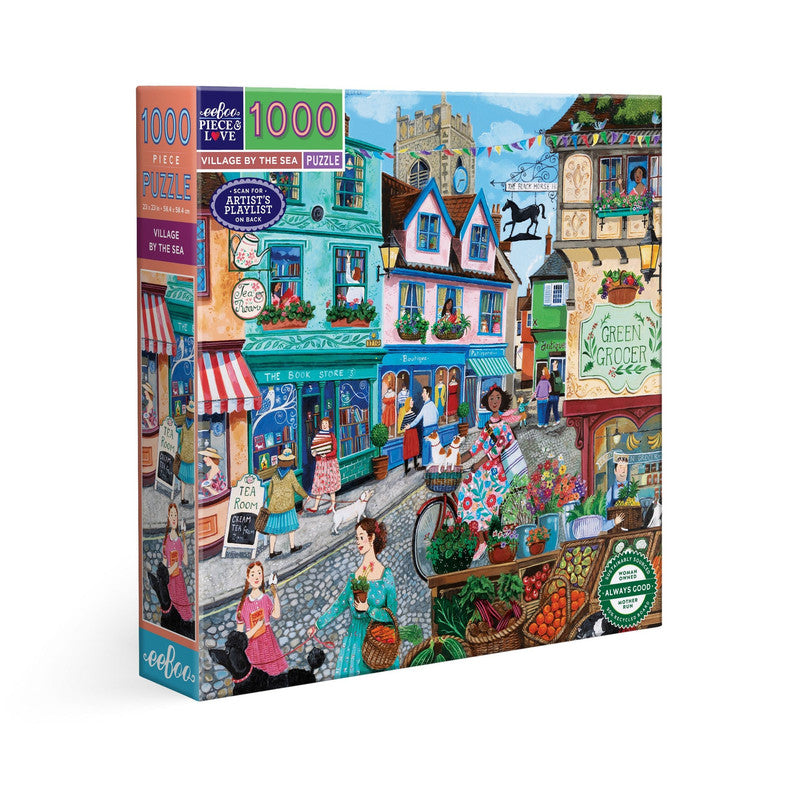 eeBoo 1000pc Puzzle Village by the Sea Sq
