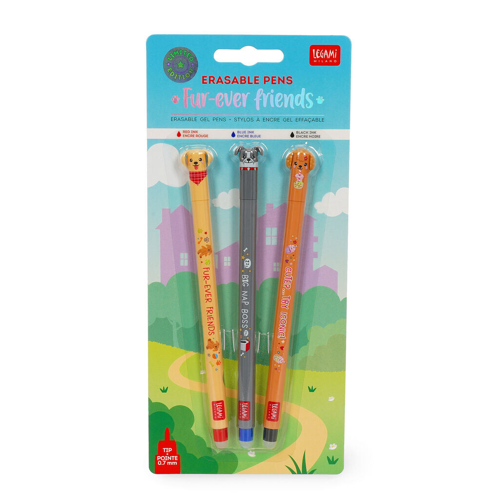 Legami Fur-ever Friends Set of 3 Erasable Gel Pens