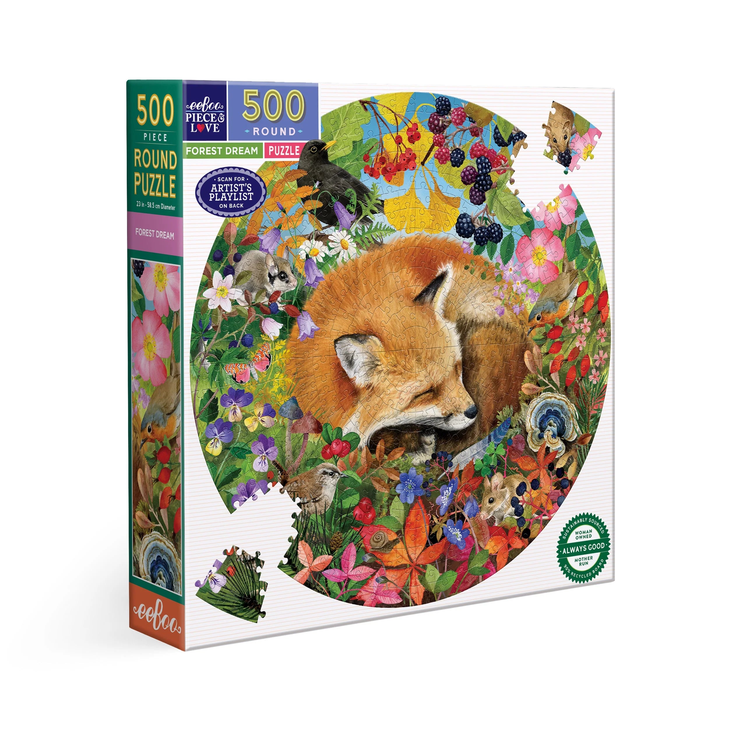 eeBoo Forest Dream 500-Piece Round Jigsaw Puzzle