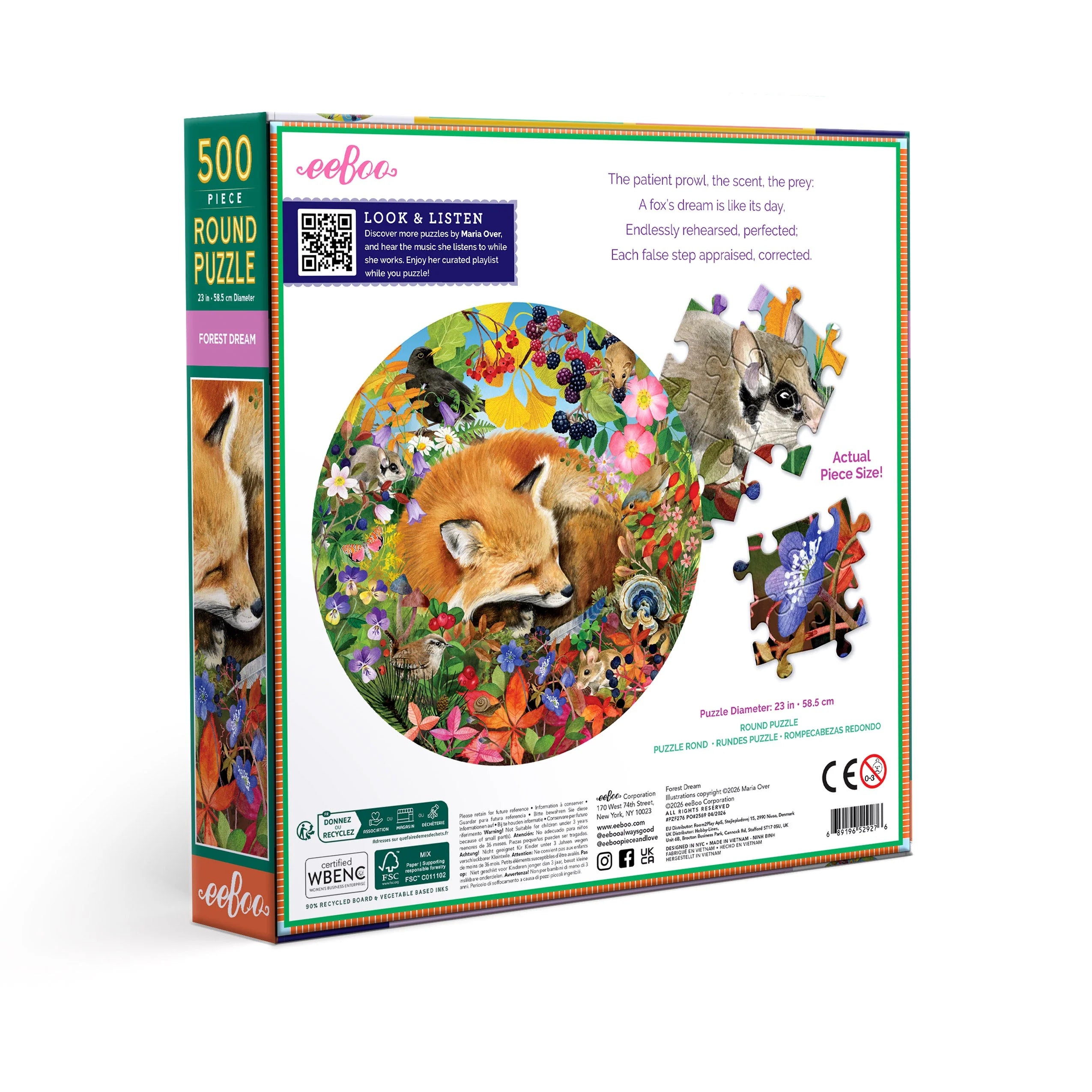 eeBoo Forest Dream 500-Piece Round Jigsaw Puzzle