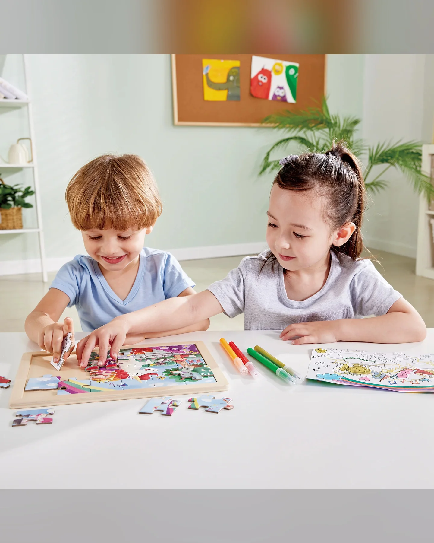 hape-double-sided-colour-puzzle-24pc-unicorn-and-friends