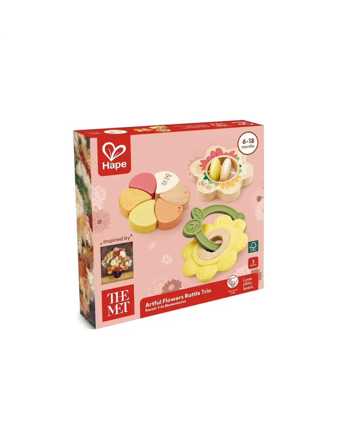 Hape x The Met Artful Flowers Rattle Trio Rattles