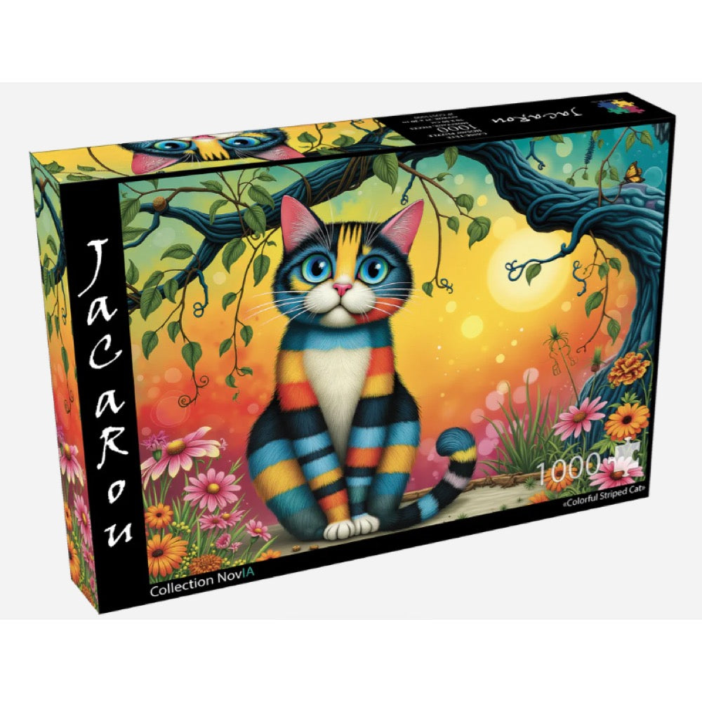 Jacarou Colorful Striped Cat 1000pc Jigsaw Puzzle