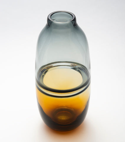 Glass Smoke & Amber Two-Tone Vase – 30 cm