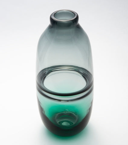 Salisbury Smoke & Blue Green Two-Tone Glass Vase 30 cm