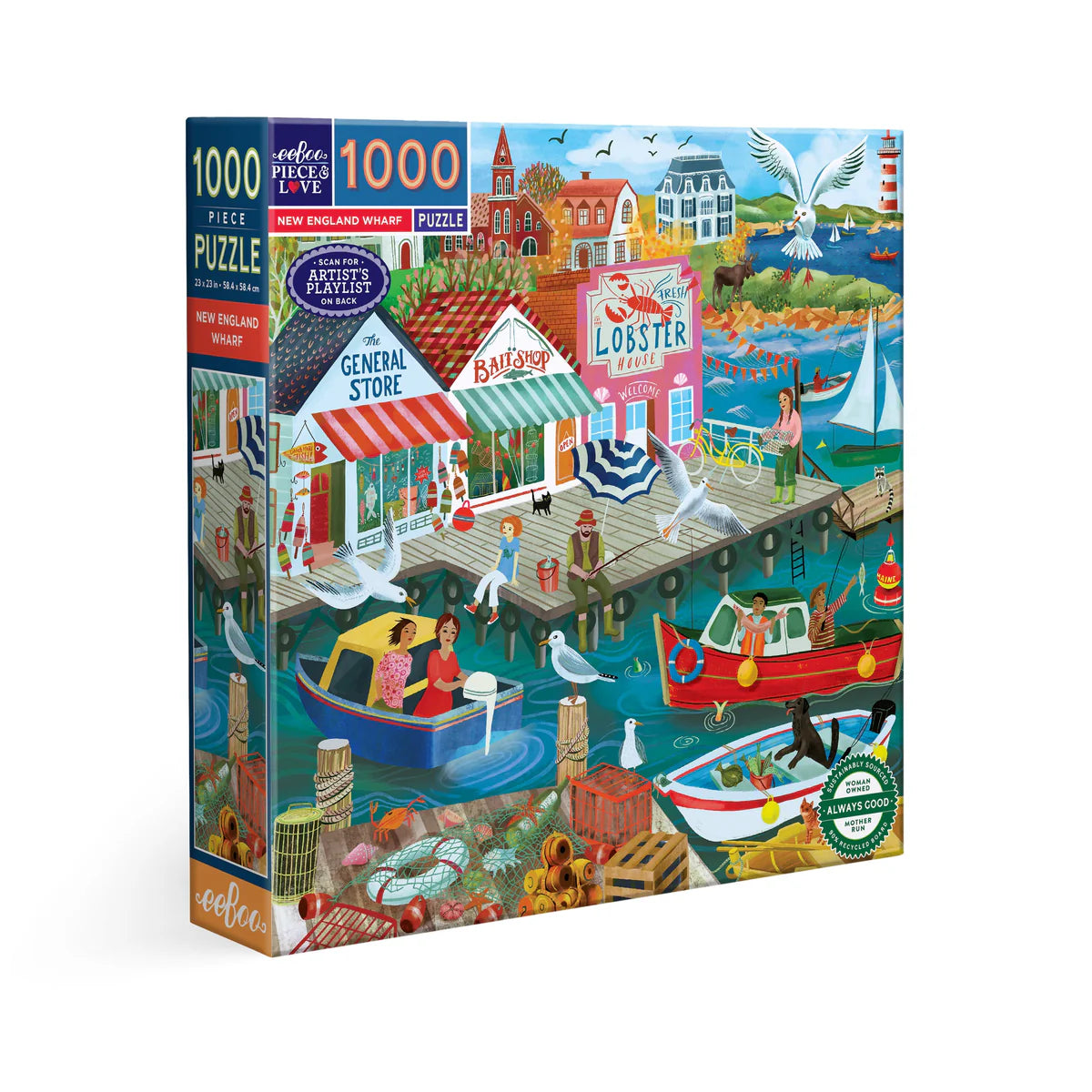 eeBoo New England Wharf 1000-Piece Jigsaw Puzzle