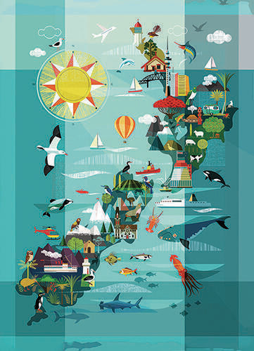 NZ Map Art Magnet