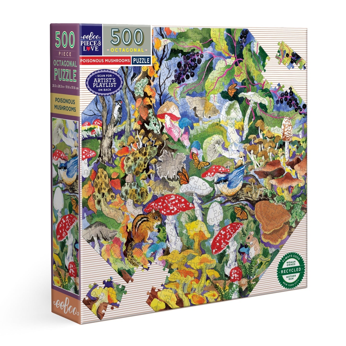 eeBoo Poisonous Mushrooms 500-Piece Jigsaw Puzzle