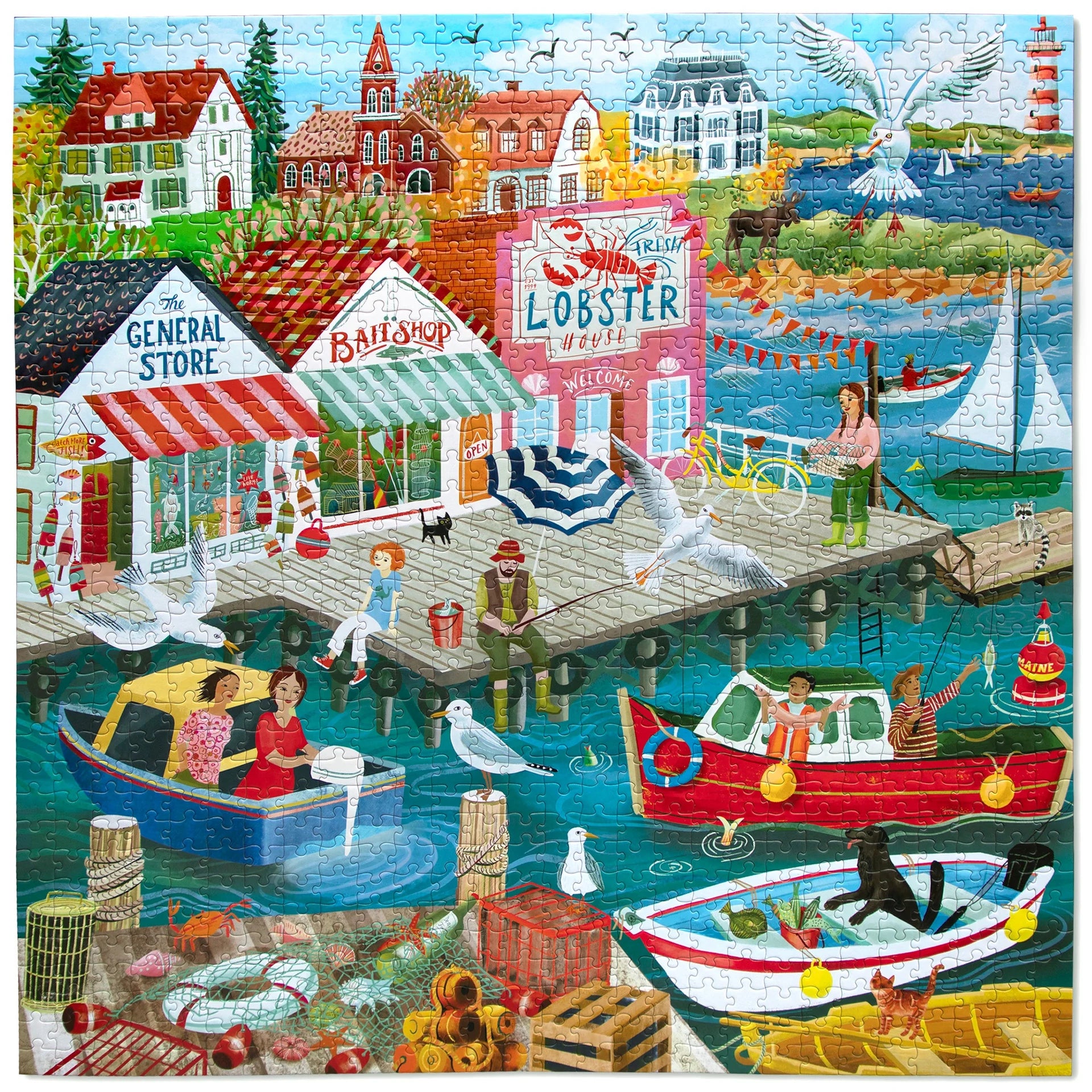 eeBoo New England Wharf 1000-Piece Jigsaw Puzzle