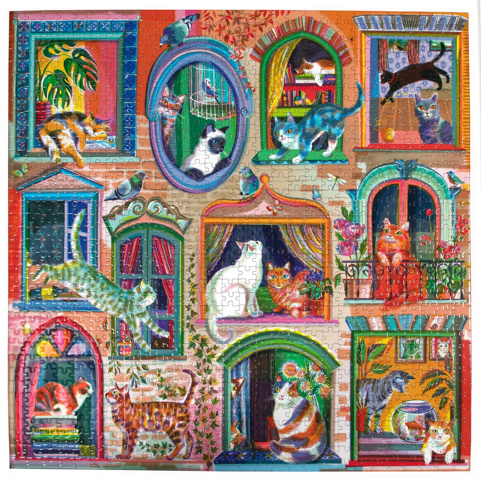 eeBoo 1000pc Puzzle: Cats in Windows