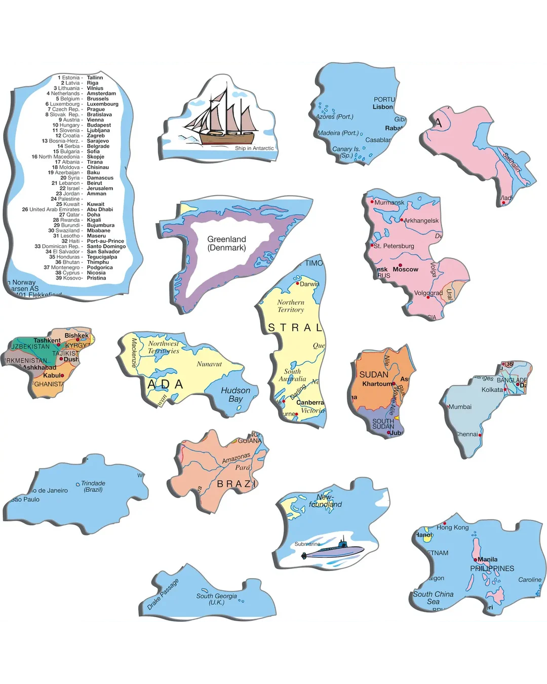 Political Map of World Puzzle Child Jigsaws