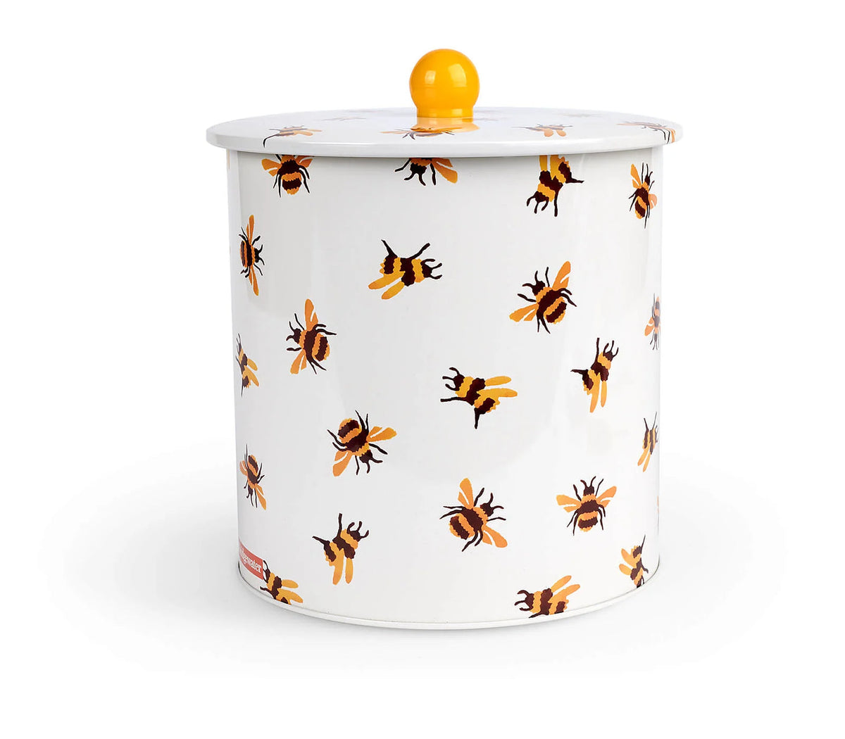 Emma Bridgewater Bumblebee biscuit barrel with yellow and black bees and yellow lid knob