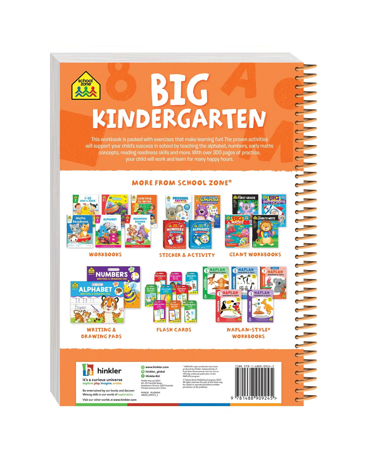School Zone Big Spiro Workbook Kindergarten Child Books