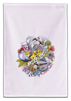 Salisbury NZ Montage Tea Towel with New Zealand artwork