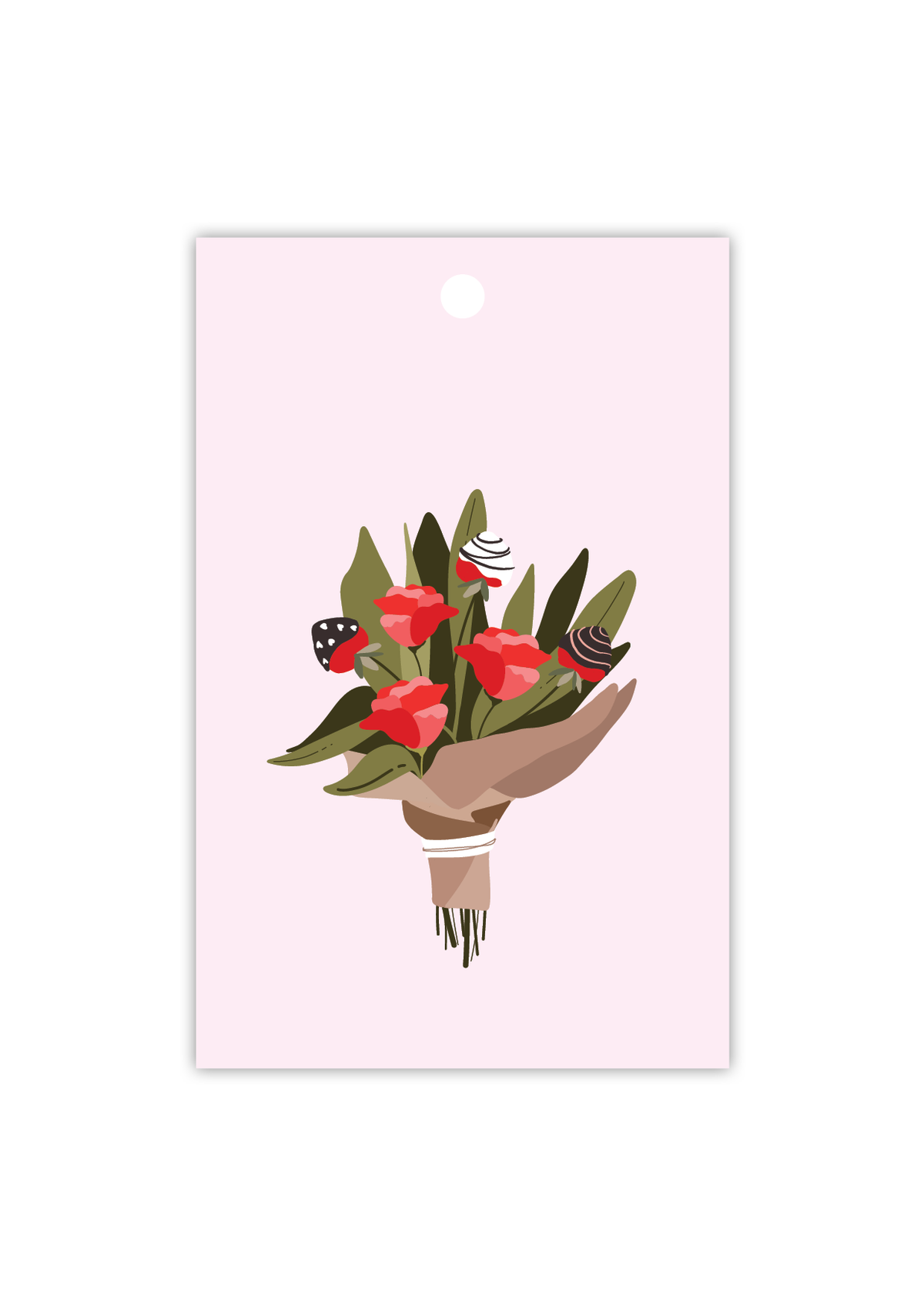 To The Moon & Back Prints Rose & Strawberry Bunch gift tag with floral illustration