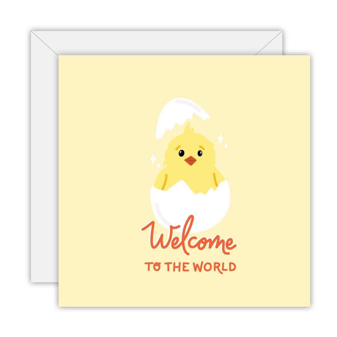 To The Moon & Back Prints Welcome Baby Chick new baby card with yellow chick