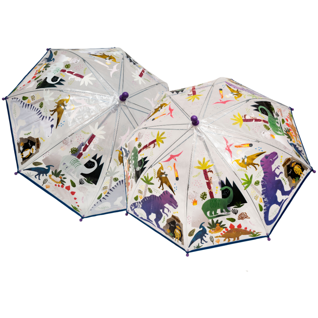 Floss & Rock - Dinosaur - Transparent Colour Changing Umbrella