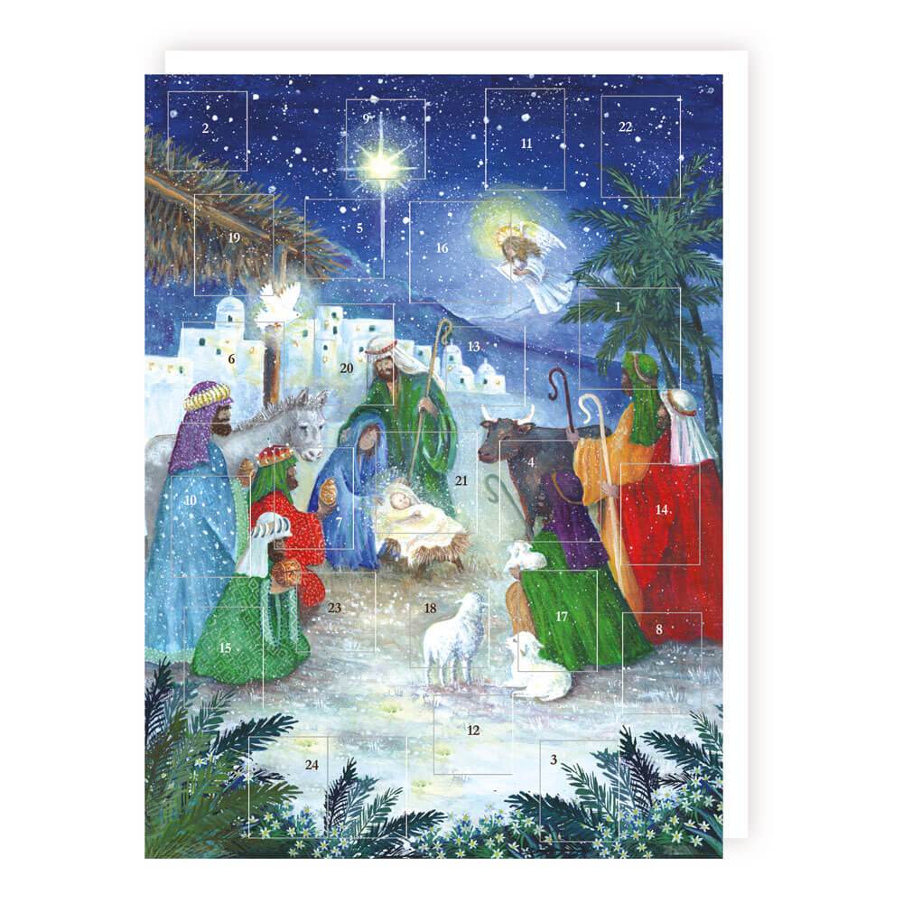 Tracks CAL029 nativity advent calendar with 24 numbered doors and stable scene