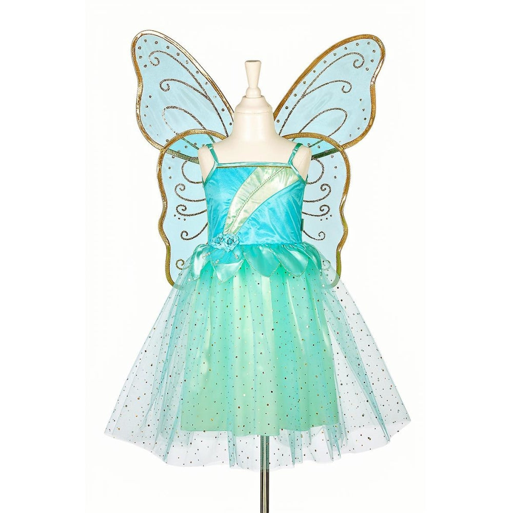 Front view of aqua Souza Camille fairy dress with wings