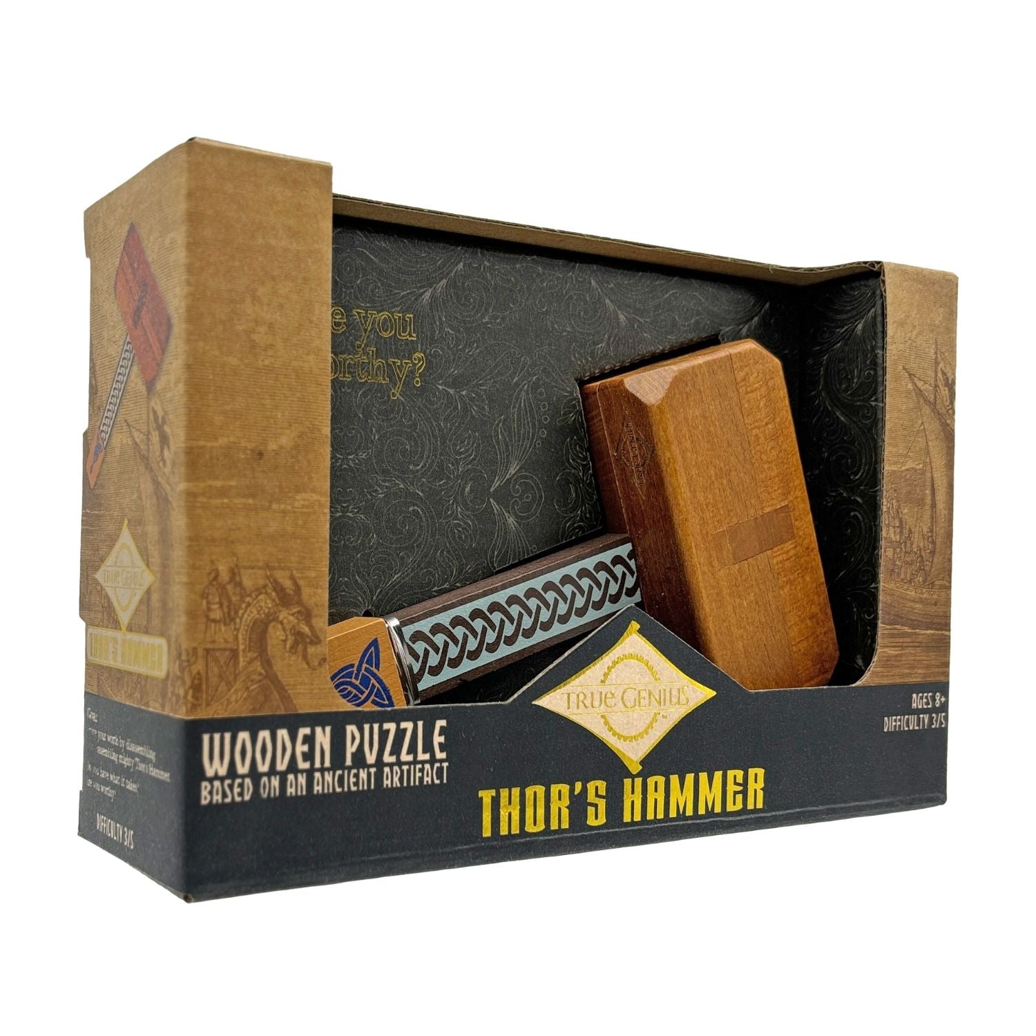 Project Genius Thor's Hammer Wooden Dexterity Puzzle Mechanical Puzzles