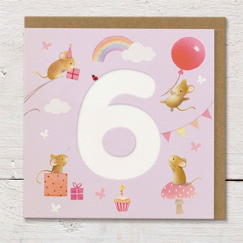 Mice & Balloons - 6th Birthday Card