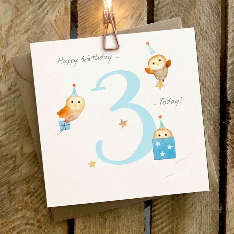 You're 3 Today Blue - 3rd Birthday Card