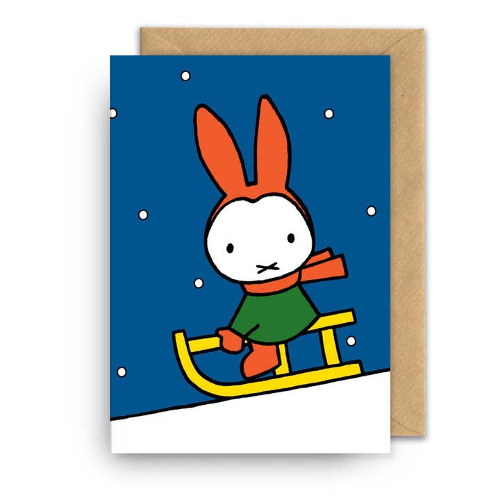 Miffy Christmas Sledge card with Miffy in a snowy scene