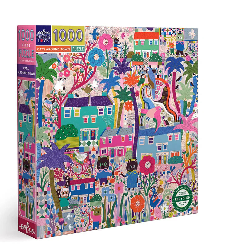 eeBoo 1000pc Puzzle: Cats Around Town