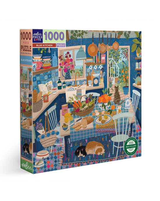 eeBoo Blue Kitchen 1000-Piece Jigsaw Puzzle