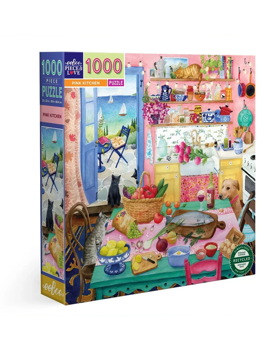 eeBoo Pink Kitchen 1000-Piece Jigsaw Puzzle