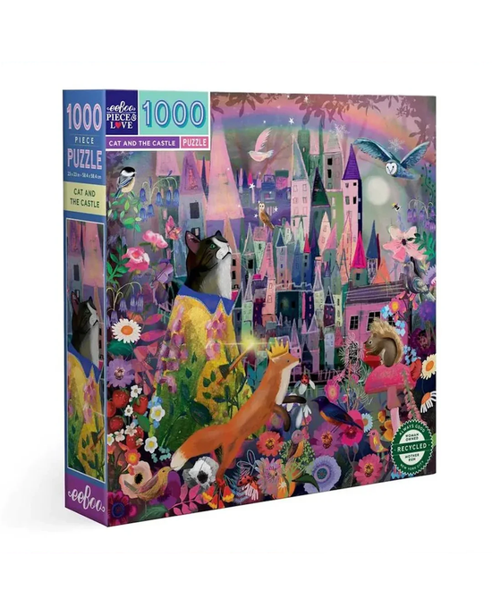 eeBoo Cat and the Castle 1000-Piece Jigsaw Puzzle