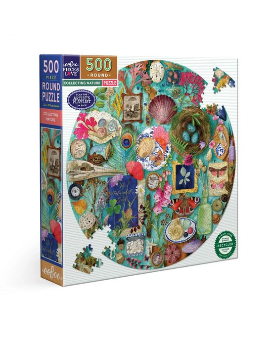eeBoo Collecting Nature 500-Piece Round Jigsaw Puzzle