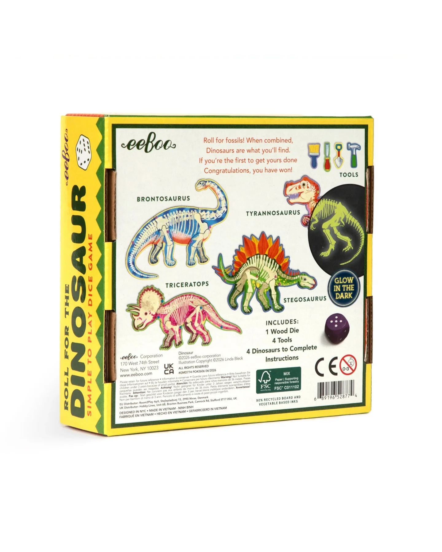 eeBoo Roll for the Dinosaur Dice Game Dice Game