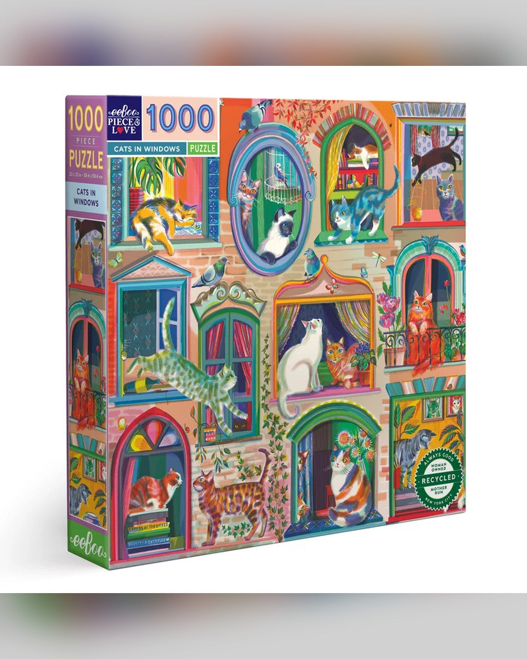 eeBoo 1000pc Puzzle: Cats in Windows