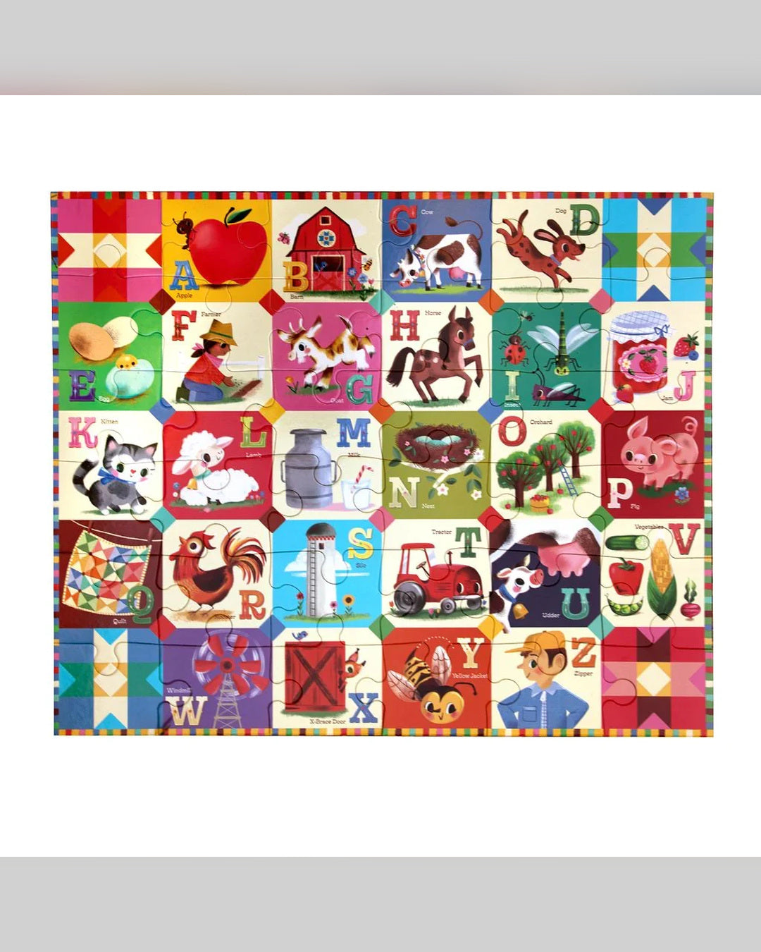 eeBoo 36pc Giant Puzzle My Farm Alphabet
