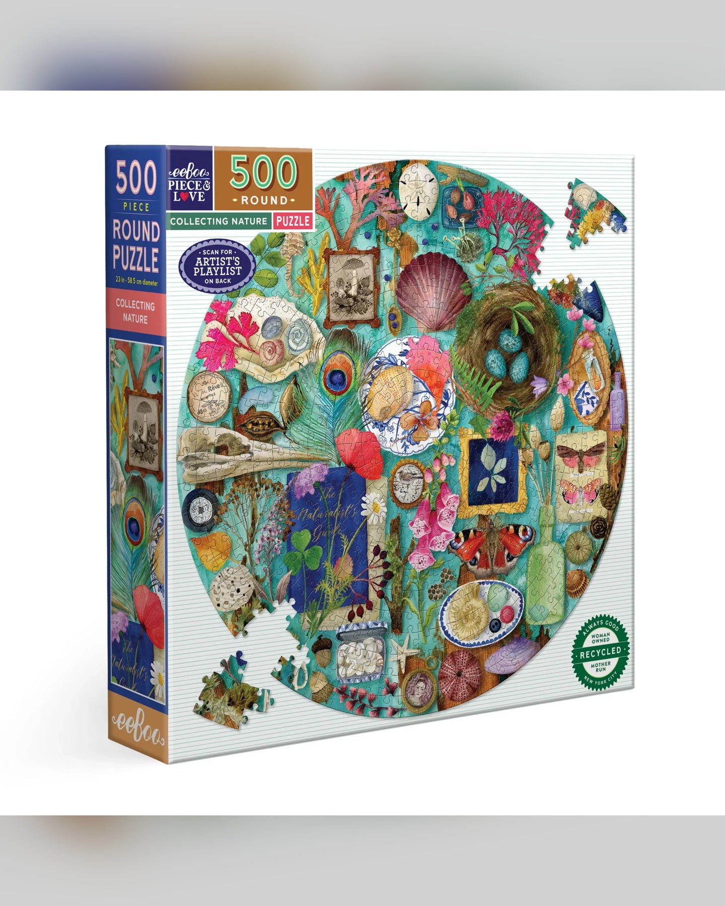 eeBoo Collecting Nature 500-Piece Round Jigsaw Puzzle