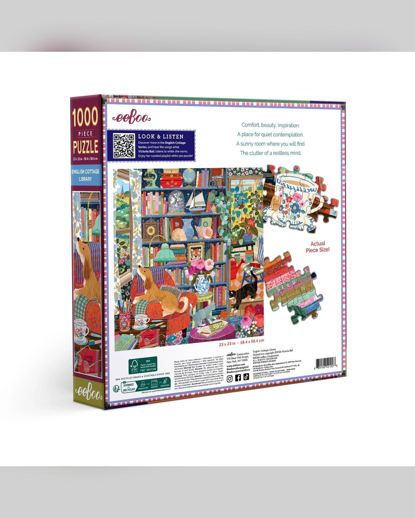 eeBoo English Cottage Library 1000-Piece Jigsaw Puzzle