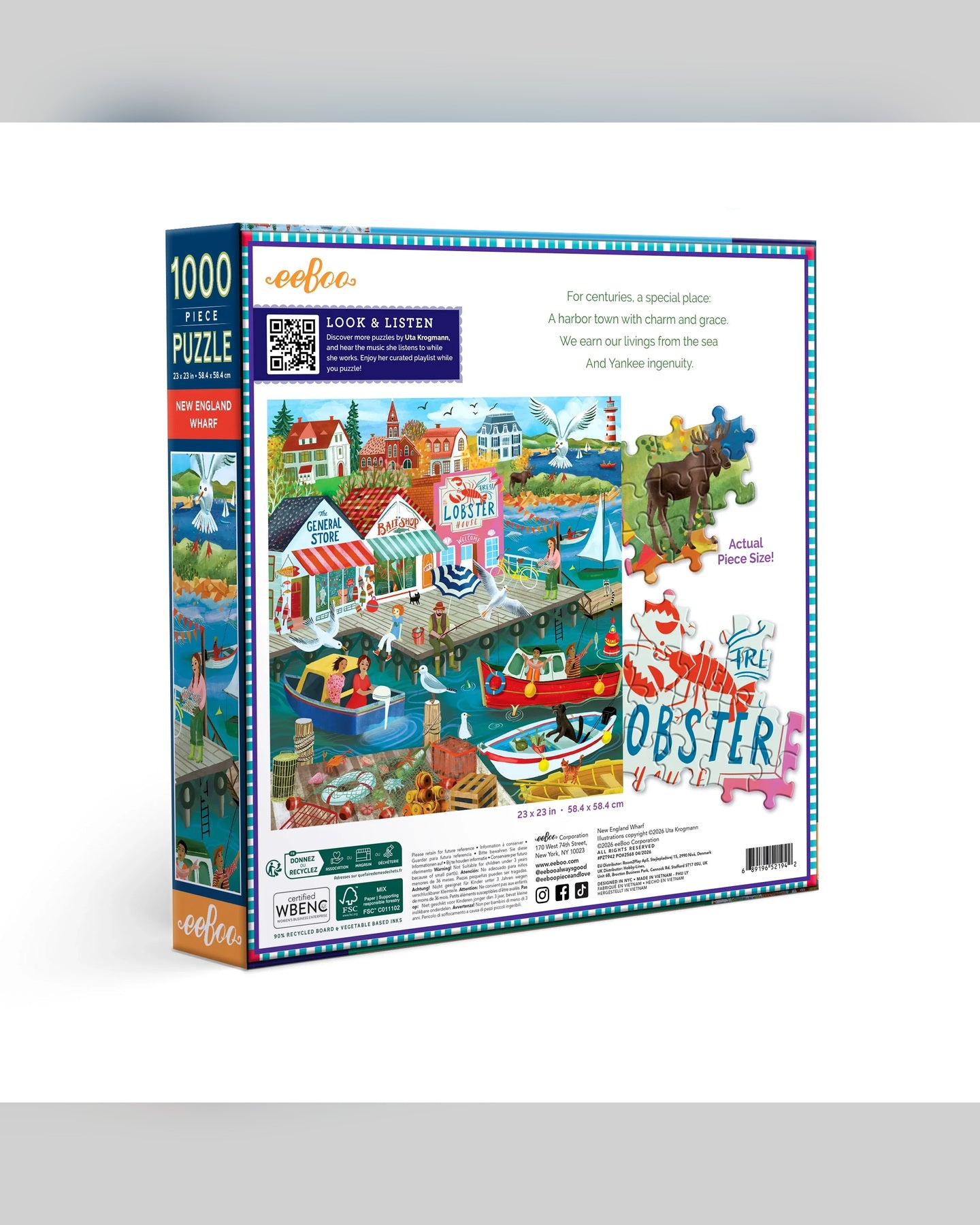 eeBoo New England Wharf 1000-Piece Jigsaw Puzzle